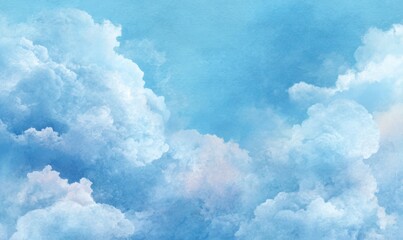 Soft, pastel-toned cloudscape, light blue sky