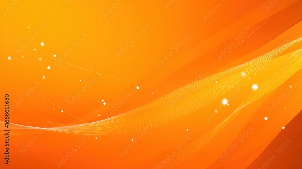 Aufkleber this vibrant background features smooth orange waves and soft glowing particles, providing a warm an