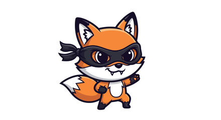 Cute Cartoon Fox in Ninja Costume.