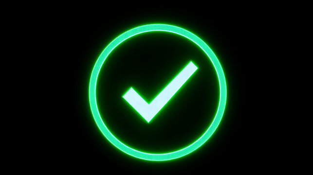 Bright green check mark in a circle, signifying approval, confirmation, or correctness.