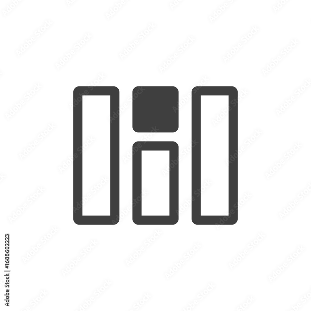 Poster geometric monogram logo with letter m in block style, abstract design for modern identity and brandi