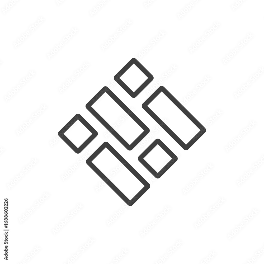 Poster abstract geometric logo with dynamic square shapes in minimalist line style, creative modern identit