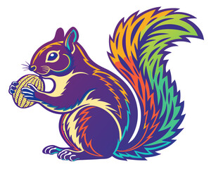 Squirrel eating nut silhouette vector