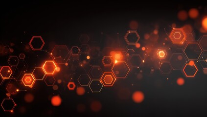 Abstract glowing hexagons on dark background (1)