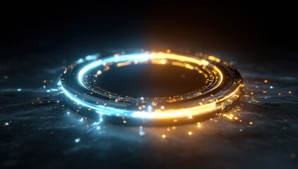 Dual-toned ring, glowing, abstract