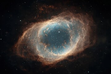 Cosmic ring nebula, glowing gas clouds