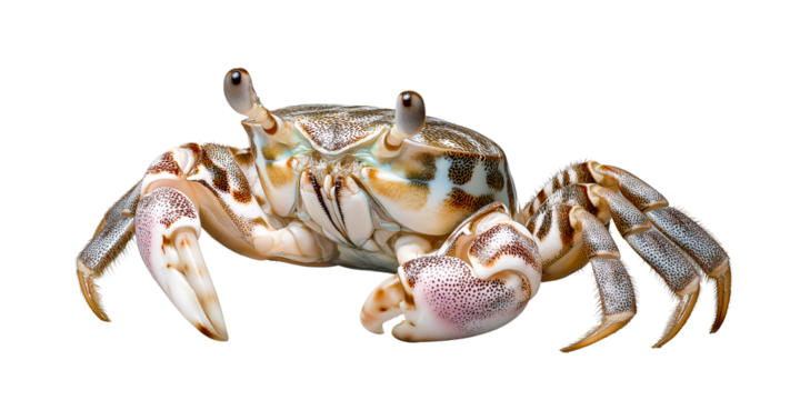 Oceanic Sentinel: A detailed studio shot of a coastal crab, showcasing its robust body, powerful claws, and watchful gaze. An embodiment of coastal life.