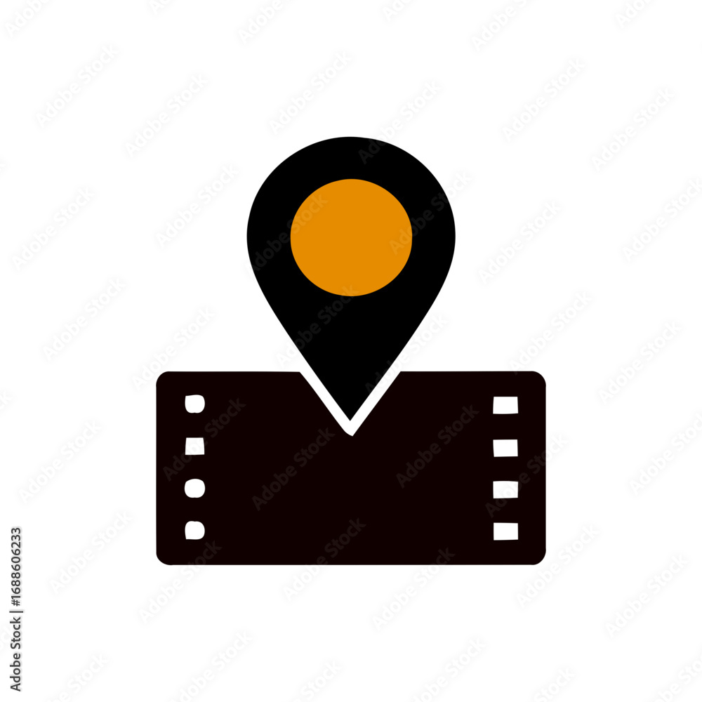 Poster abstract brown shape with orange circle isolated on transparent background