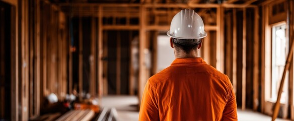 The construction worker observing the progress of the building project.
