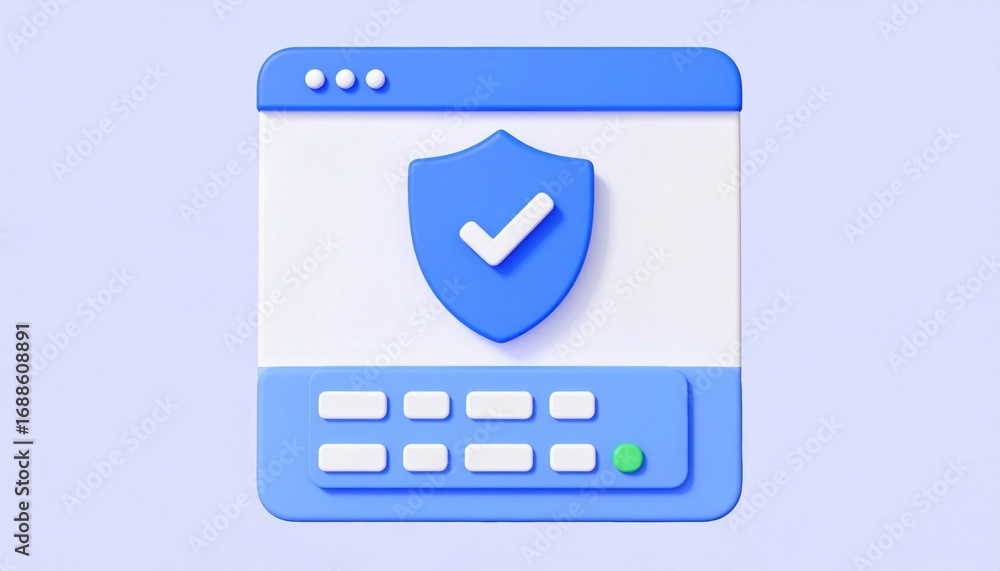 Fototapete a stylized computer interface featuring a shield icon, symbolizing security and protection, with a c