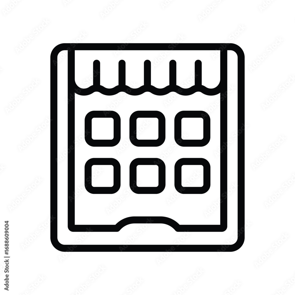 Poster icon of a mobile device with app icons and a notification curtain. editable stroke. vector icon illu
