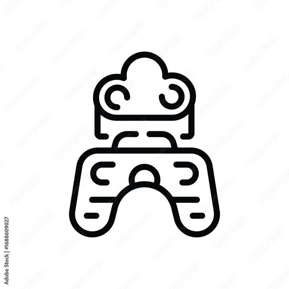 Poster icon of a video game controller with an abstract design at the top. editable stroke. vector icon ill