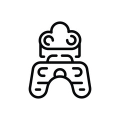 Icon of a video game controller with an abstract design at the top. Editable stroke. Vector icon illustration