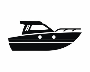 speed boat silhouette illustration isolated on white background