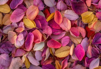 Vibrant fallen leaves in a mix of autumn colors