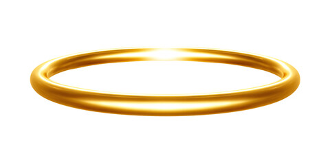 Fototapeta premium Golden halo isolated on black background, angelic symbol of divine light and purity Concept of spirituality, religion, and saintliness