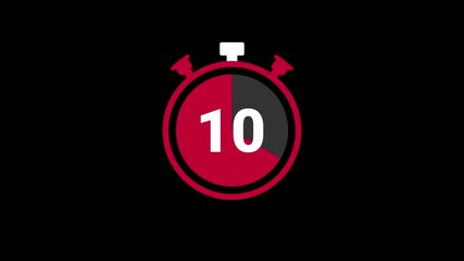 15 seconds countdown, Analog of simple clean timer motion graphic with text numbers, pause exercise, animated icon on a black background. timer animation from 115 seconds to 0 seconds. 4k