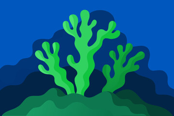 Obraz premium Vibrant green coral undersea landscape digital illustration vector art