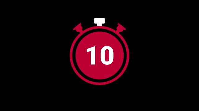 15 seconds countdown, Analog of simple clean timer motion graphic with text numbers, pause exercise, animated icon on a black background. timer animation from 15 seconds to 0 seconds. 4k