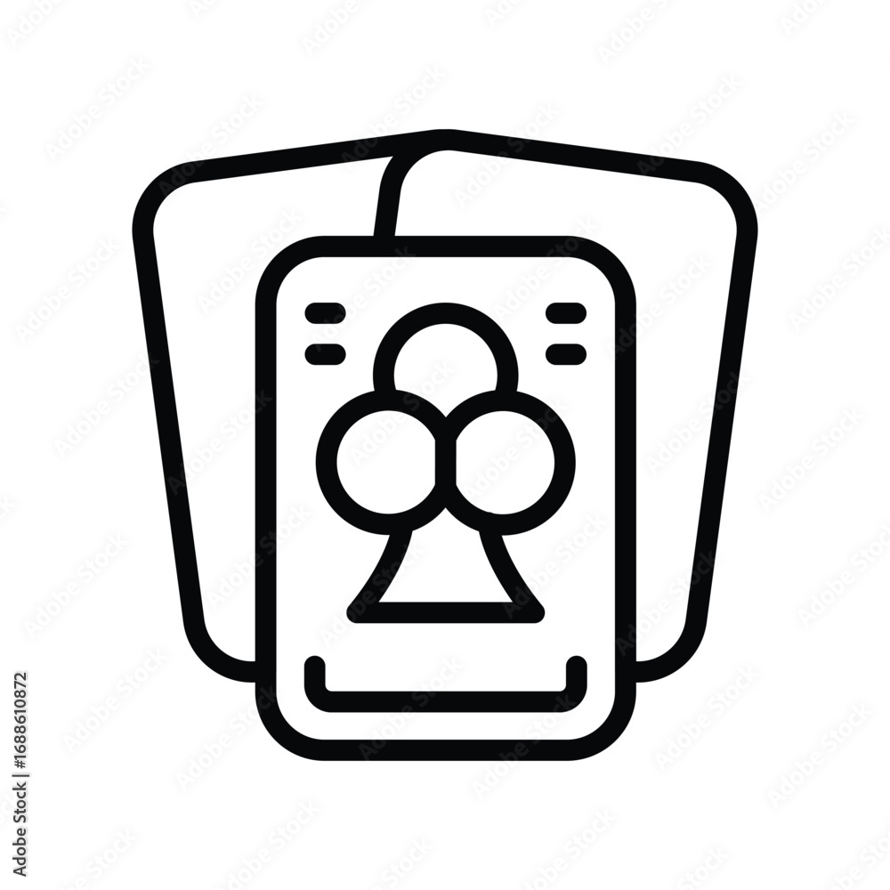 Aufkleber stack of cards with a club symbol on one visible dots on the cards top and rounded corners. editable