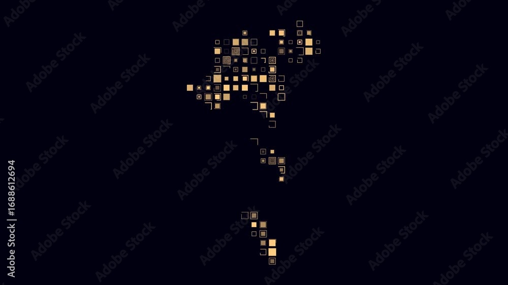 Poster faeroe islands map animation. shape of the country with pulsating colored dots. large size square bl