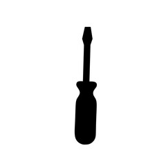 Vector silhouette of screwdriver with simple black design, isolated on white background. Ideal for repair, workshop, mechanic, handyman, and DIY concepts