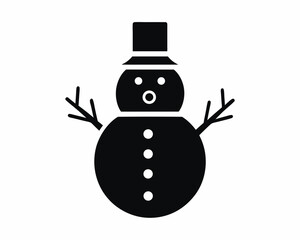 Snowman icon silhouette vector