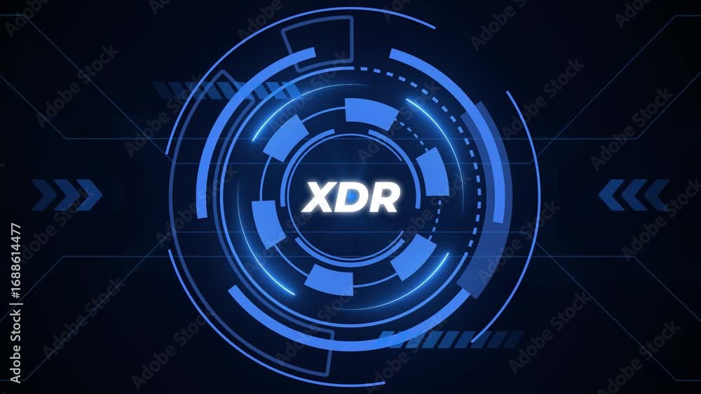 Poster futuristic blue hud circle with xdr text and digital interface elements technology