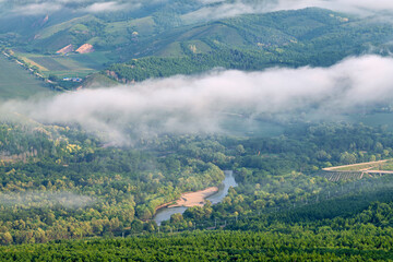 Morning Mist over Lama Mountain, Balin Town, Yakeshi City, Inner Mongolia Autonomous Region