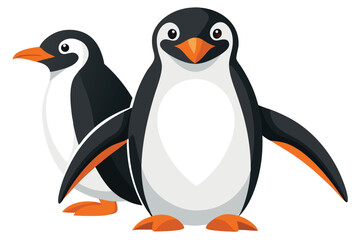 Obraz premium Two adorable cartoon penguins against a white background.