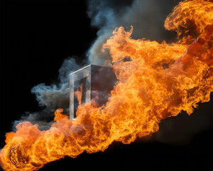 Blazing Inferno An Intense Display of Fiery Intensity with Billowing Smoke and Vivid Orange Flames Dancing Aggressively