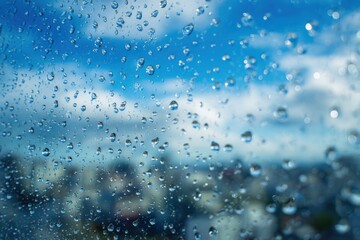 Raindrops on glass, city view (10)