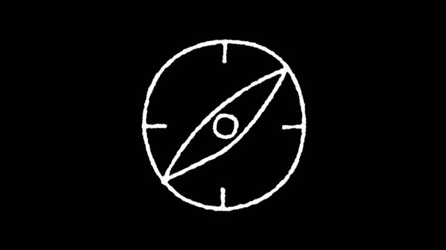 Animated Compass Icon on Black Background: Navigation, Direction, and Exploration