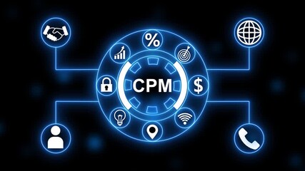 CPM Cost Per Mille Concept with Digital Icons and Network Connections Keywords: CPM, cost per mille, marketing, business, strategy, concept, digital, icon, network, connection - Powered by Adobe