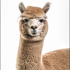 Obraz premium Detailed Visual of a Photo Alpaca, Isolated on a White Background