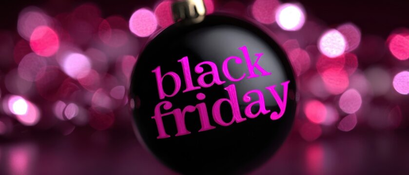 The Black Friday Ornament with Shiny Pink Text on a Bokeh Background - Powered by Adobe