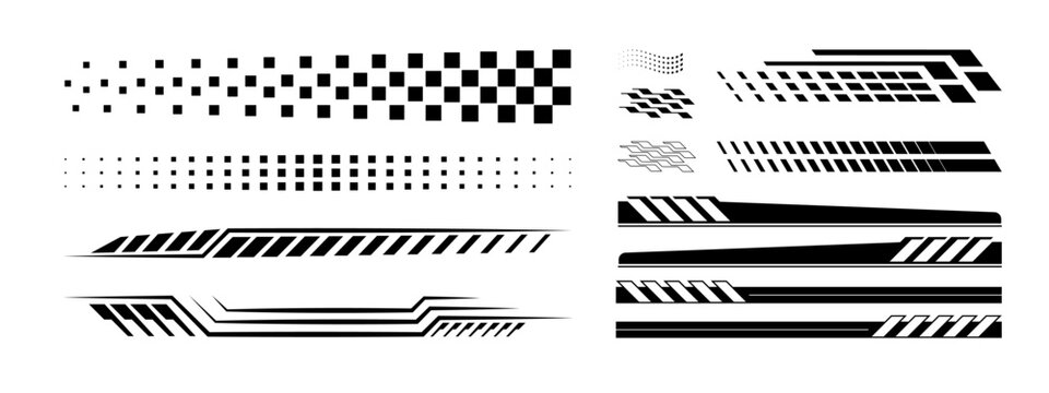 Modern Race Modification Sticker Mark.  Motocross labels, dynamic lines, motorsport, racing stripe speed, sport decals.