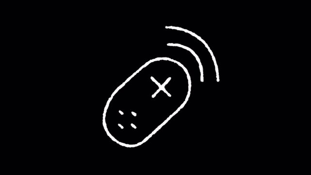 Animated White Game Controller Icon with Signal Waves on Black Background