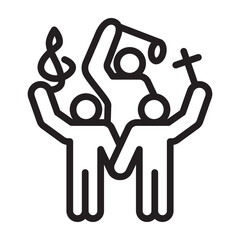 Christian Choir Vector Line Icon Design