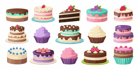 A collection of deliciously decorated cakes and cupcakes in various flavors and styles