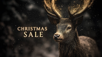 Christmas sale reindeer image for holiday season gifts and discounts
