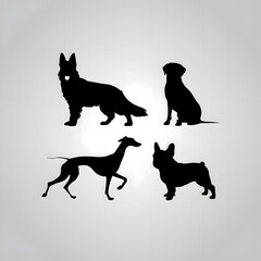 Dog Silhouette Vector Pack | Pet Silhouette Design Set | Dogs in Motion Silhouettes | Breed-Specific Dog Shadows | Puppy & Dog Shape Graphics | Dog Outline & Silhouette Art