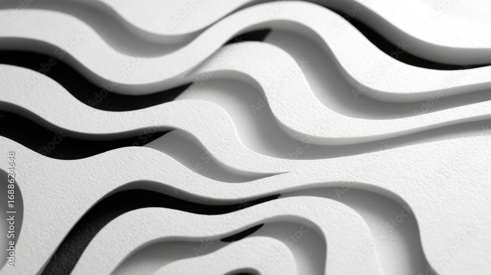 Aufkleber curved wave patterns in white showcase modern design aesthetics, highlighting texture and depth on t