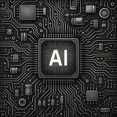 AI Text Inside Circuit Vector Illustration &ndash; Futuristic Tech Design