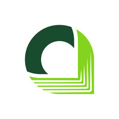 Abstract circular eco green and dark leaf logo design