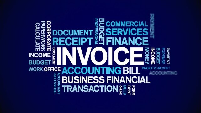 invoice animated word cloud-text design animation tag kinetic typography seamless loop.