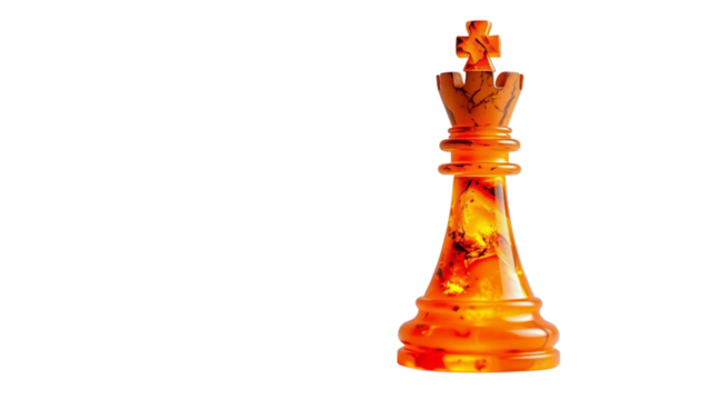 An Abstract Transparent Orange Chess King Piece on a White Background - A Symbol of Strategy and Victory