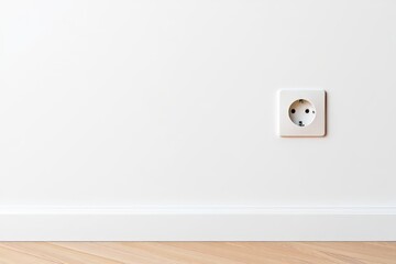 Textured White Wall with Electrical Outlet and Wooden Floor