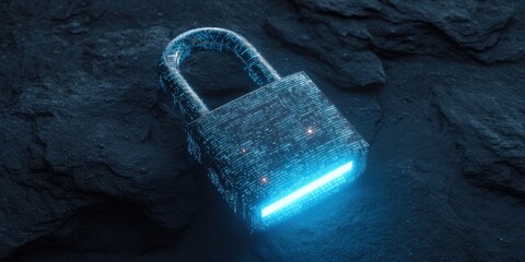 The digital lock symbolizing security and advanced data protection in technology.