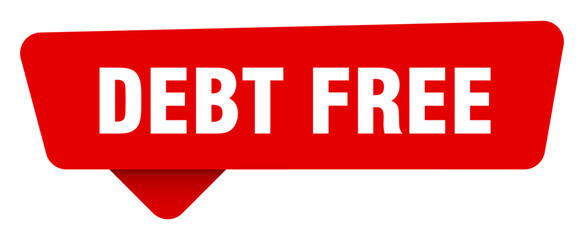debt free red sticker isolated on transpatent background. debt free sign